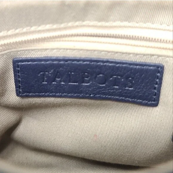 Talbots Blue Leather Flap Snap & Zipper Adjustable Strap Crossbody Purse - Picture 12 of 13